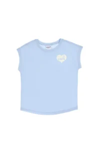 US Polo Assn. Girls' Light Blue Crew Neck Cotton Plain T-Shirt - Image 4