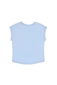 US Polo Assn. Girls' Light Blue Crew Neck Cotton Plain T-Shirt - Image 5