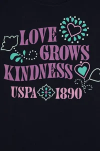 US Polo Assn. Girls' Navy Blue Crew Neck Printed Cotton T-Shirt - Image 5