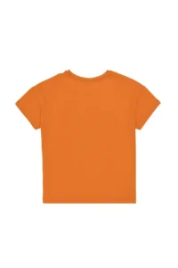 US Polo Assn. Girls' Orange Crew Neck Printed Cotton T-Shirt - Image 4