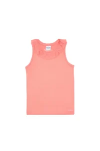 US Polo Assn. Girls' Pink Crew Neck Ruffle Detailed Sleeveless T-Shirt - Image 3