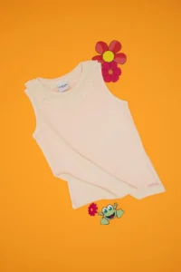 US Polo Assn. Girls' Cream Crew Neck Ruffle Detailed Sleeveless T-Shirt - Image 3