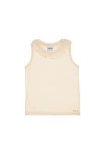 US Polo Assn. Girls' Cream Crew Neck Ruffle Detailed Sleeveless T-Shirt - Image 4