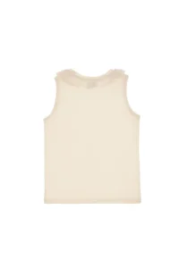 US Polo Assn. Girls' Cream Crew Neck Ruffle Detailed Sleeveless T-Shirt - Image 5