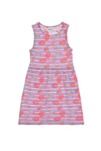 US Polo Assn. Girls' Lilac Crew Neck A-Form Patterned Knitting Dress - Image 3