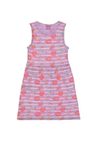 US Polo Assn. Girls' Lilac Crew Neck A-Form Patterned Knitting Dress - Image 4