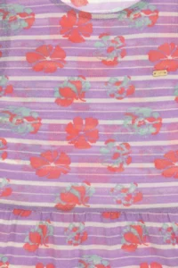 US Polo Assn. Girls' Lilac Crew Neck A-Form Patterned Knitting Dress - Image 5