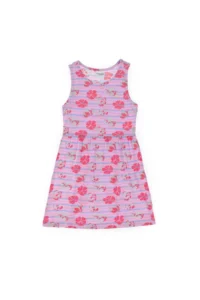 US Polo Assn. Girls' Light Pink Crew Neck A-Form Patterned Knitting Dress - Image 3