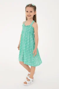 US Polo Assn. Girls' Mint Sleeveless Crepe Material Knitting Dress - Image 2