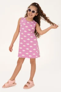 US Polo Assn. Girls' Fuchsia A-Form Crew Neck Knitting Dress - Image 2