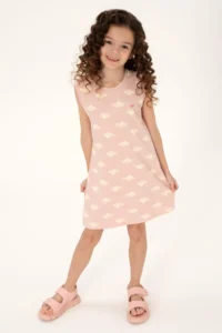 US Polo Assn. Girls' Powder Pink A-Form Crew Neck Knitting Dress - Image 2