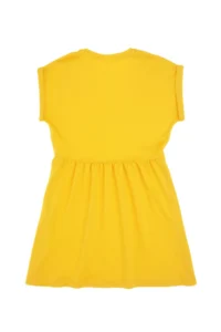 US Polo Assn. Girls' Yellow Crew Neck A-Form Modal Knitting Dress - Image 4