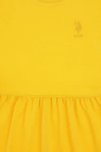 US Polo Assn. Girls' Yellow Crew Neck A-Form Modal Knitting Dress - Image 5