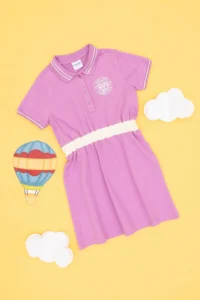US Polo Assn. Girls' Fuchsia Polo Shirt Collar Short Sleeve A-Form Knitting Dress - Image 4
