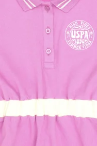US Polo Assn. Girls' Fuchsia Polo Shirt Collar Short Sleeve A-Form Knitting Dress - Image 6