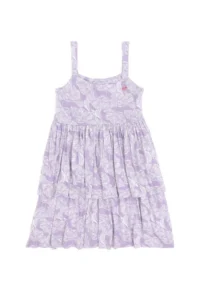 US Polo Assn. Girls' Lilac Frilly Sleeveless Knitting Dress - Image 3