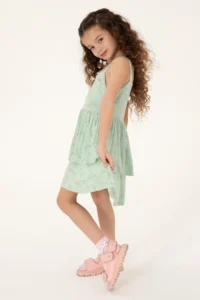 US Polo Assn. Girls' Aqua Green Frilly Sleeveless Knitting Dress