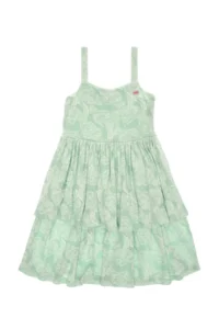 US Polo Assn. Girls' Aqua Green Frilly Sleeveless Knitting Dress - Image 3