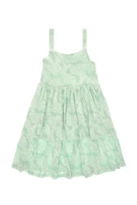 US Polo Assn. Girls' Aqua Green Frilly Sleeveless Knitting Dress - Image 4