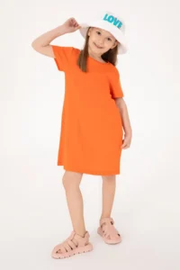US Polo Assn. Girls' Pomegranate Crew Neck Short Sleeve interlock Basic Knitting Dress