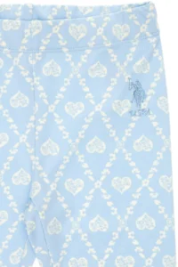 US Polo Assn. Girls' Light Blue Heart Patterned interlock Sweatpants - Image 6