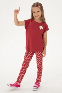 US Polo Assn. Girls' Cherry Heart Patterned interlock Sweatpants
