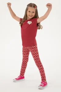 US Polo Assn. Girls' Cherry Heart Patterned interlock Sweatpants - Image 2
