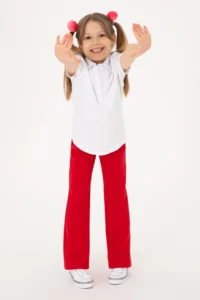 US Polo Assn. Girls' Red High Waist Flare Sweatpants