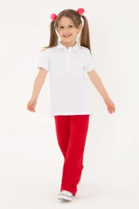 US Polo Assn. Girls' Red High Waist Flare Sweatpants - Image 2