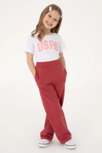 US Polo Assn. Girls' Cherry Loose Fit Two Thread Sweatpants