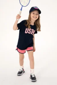 US Polo Assn. Girls' Pink Regular Fit Knitting Shorts - Image 2