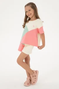 US Polo Assn. Girls' Pink Blok Colorful Knitting Shorts - Image 2