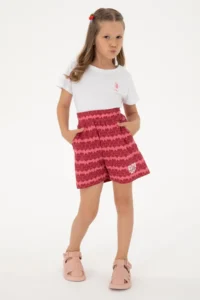 US Polo Assn. Girls' Cherry Heart pattern Printed Knitting Shorts