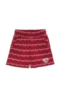 US Polo Assn. Girls' Cherry Heart pattern Printed Knitting Shorts - Image 3