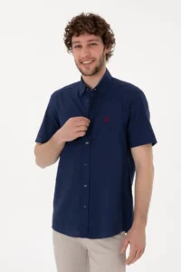US Polo Assn. Men Navy Blue Short Sleeve Shirt - Image 2
