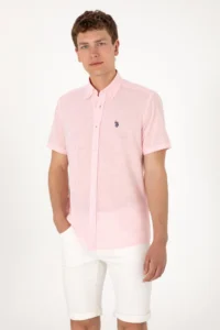 US Polo Assn. Men Light Pink Short Sleeve Shirt - Image 3