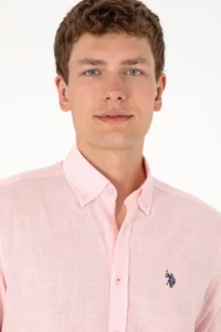 US Polo Assn. Men Light Pink Short Sleeve Shirt - Image 4