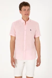 US Polo Assn. Men Light Pink Short Sleeve Shirt - Image 5