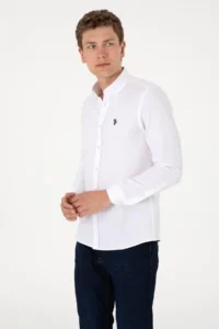US Polo Assn. Men White Long Sleeve Basic Shirt - Image 5