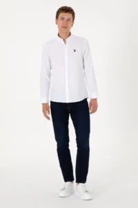 US Polo Assn. Men White Long Sleeve Basic Shirt - Image 6