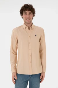 US Polo Assn. Men Camel Long Sleeve Basic Shirt