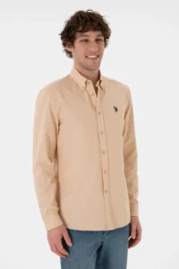 US Polo Assn. Men Camel Long Sleeve Basic Shirt - Image 2