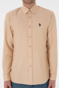 US Polo Assn. Men Camel Long Sleeve Basic Shirt - Image 7