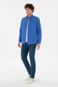 US Polo Assn. Men Indigo Long Sleeve Basic Shirt - Image 4