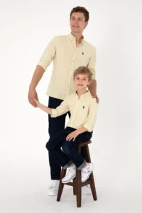 US Polo Assn. Men Light Khaki Long Sleeve Basic Shirt - Image 2