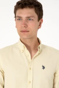 US Polo Assn. Men Light Khaki Long Sleeve Basic Shirt - Image 4