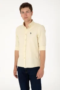 US Polo Assn. Men Light Khaki Long Sleeve Basic Shirt - Image 5