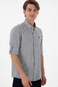 US Polo Assn. Men Blue Long Sleeve Shirt - Image 3