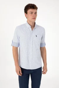 US Polo Assn. Men Blue with pocket Long Sleeve Shirt