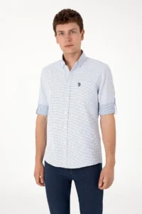 US Polo Assn. Men Blue with pocket Long Sleeve Shirt - Image 3